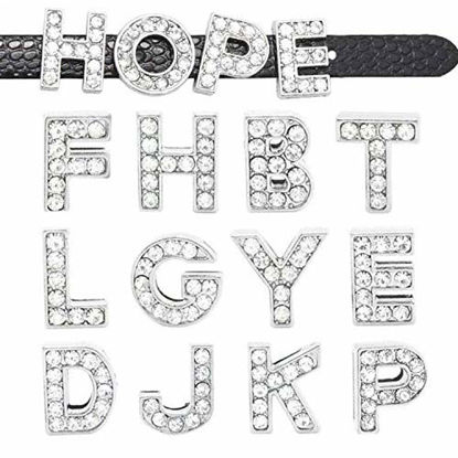 Picture of 52pcs A-Z Full Rhinestones 8mm Slide Alphabet Letters for 8mm Slide Wristbands/Bracelets,Jewelry Making Charms
