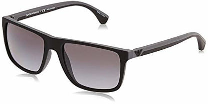 Picture of Emporio Armani Men's EA4033 Square Sunglasses, Black/Grey Rubber/Polarized Grey Gradient, 56 mm