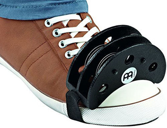 Picture of Meinl Percussion Foot Tambourine with Stainless Steel Jingles-NOT MADE IN CHINA-Accompaniment for Cajon Gigs, 2-YEAR WARRANTY, FJS2S-BK