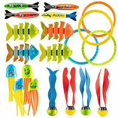 Picture of Prextex 24 Piece Diving Toy Set Summer Fun Underwater Sinking Swimming Pool Toy for Kids