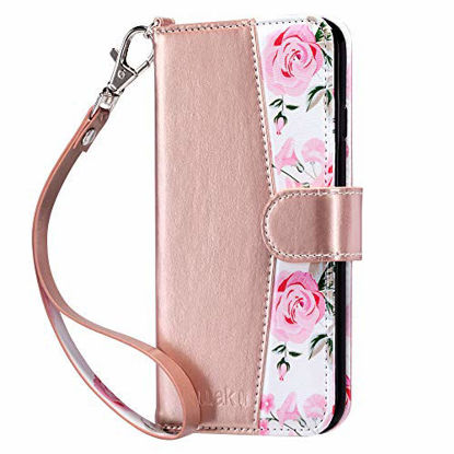 Picture of ULAK iPhone 6s Wallet Case, iPhone 6 Wallet, Flip PU Leather iPhone 6S Wallet Case with Card Holder Kickstand Designed Wrist Strap Shockproof Protective Cover for iPhone 6/6s 4.7inch, Rose Gold