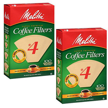 Picture of Melitta #4 Coffee Filters, Natural Brown, 2 Pack of 100 Filters.