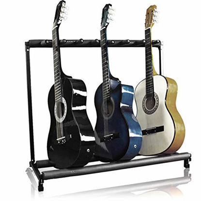 Picture of Best Choice Products Multi-Guitar Stand, 7 Instrument Folding Storage Display Rack - Black