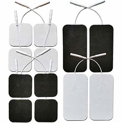Picture of Premium Reusable TENS Unit Replacement Electrode Pads - Combo 12-Pack Self-Adhesive Electrodes Patches for TENS/EMS Massage Therapy