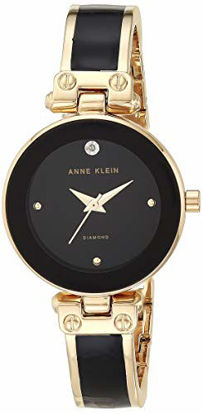 Picture of Anne Klein Women's AK/1980BKGB Diamond-Accented Dial Black and Gold-Tone Bangle Watch