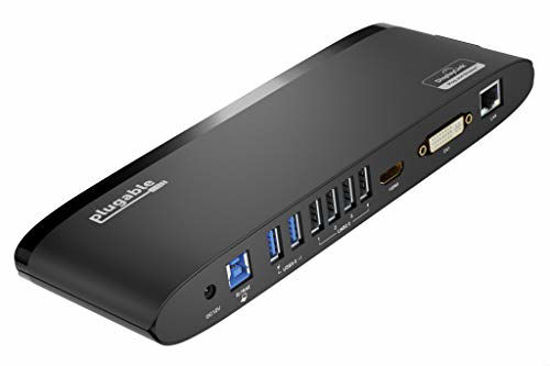 Picture of Plugable USB 3.0 Universal Laptop Docking Station for Windows and Mac (Dual Monitor: HDMI and DVI/HDMI/VGA, Gigabit Ethernet, Audio, 6 USB Ports) - Horizontal