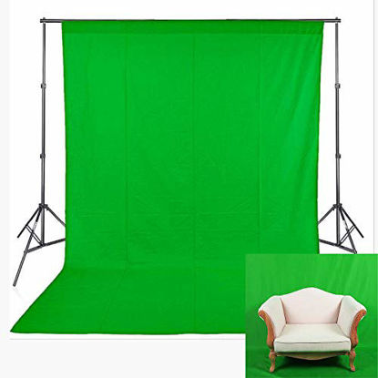 Picture of FHZON Green Screen Backdrop Without Stands Polyester Fabric Machine Washable Background Solid Color Pure Photography Photo Video Studio Booth Props 5x7ft YFH003