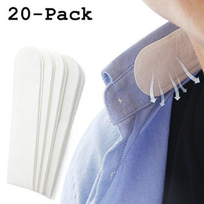 Picture of Disposable Collar Protector Sweat Pads - White Collar Grime, 20 Pack COSCOD Self-Adhesive Neck Liner Pads Feel Fresh & Dry All Day, Invisible Protection Hats Liner Caps Against Collar Sweat & Stains
