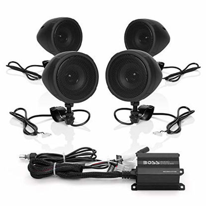 Picture of Boss Audio Systems MCBK470B Motorcycle Bluetooth Speaker System - Class D Compact Amplifier, 3 Inch Weatherproof Speakers, Volume Control, Great for Use With ATVs and 12 Volt Vehicles