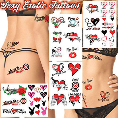 Picture of 44+ Sexy Naughty Temporary Tattoos for Women Ladies- Adult Fun for Lower Back Legs Arms Butt Stomach