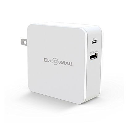 Picture of B&W Mall USB C Wall Charger with 45W USB-C Power Delivery Fast Charge & 5V 2.4A USB Wall Charger for MacBook/Pro,iPhone X/8/Plus,Huawei Mate 10Pixel C,Moto Z,Nintendo Switch and More