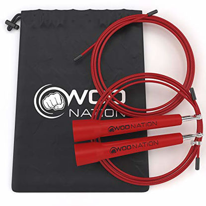 Picture of WOD Nation Speed Jump Rope - Blazing Fast Jumping Ropes - Endurance Workout for Boxing, MMA, Martial Arts or Just Staying Fit - Adjustable for Men, Women and Children