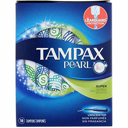 Picture of Tampax Pearl Super Uns Size 18ct Tampax Pearl Super Unscented 18ct