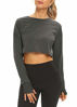 Picture of Mippo Long Sleeve Workout Shirts for Women Gym Yoga Crop Tops Cropped Sweatshirts Athletic Running Shirts Exercise Shirts Loose Gymshark Tops Darkgray M