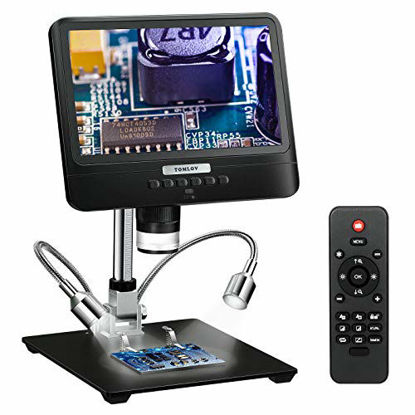 Picture of TOMLOV 8.5'' Digital Microscope 50X-1300X Magnification Soldering Microscope, UHD Video Microscope with 12MP Ultra-Precise Camera Sensor for Adults, SD Card Included