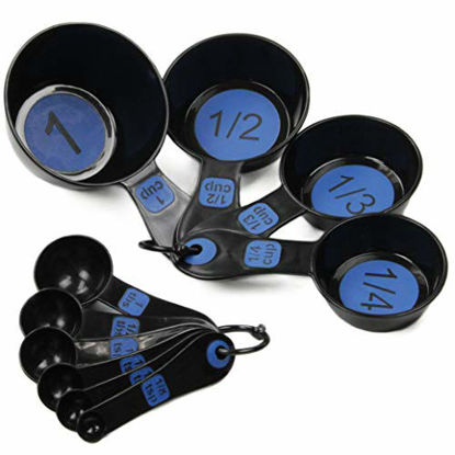 Picture of Chef Craft Easy to Read Plastic 10 Piece Blue/Black Measuring Cup and Spoon Set