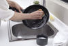 Picture of Full Circle Bubble Up Ceramic Soap Dispenser & Bamboo Dish Brush, White/Gray