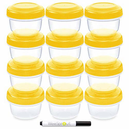 Picture of WeeSprout Leakproof Baby Food Storage | 12 Container Set | Small Plastic Containers with Lids | Lock in Freshness, Nutrients, & Flavor | Freezer & Dishwasher Friendly | 4oz Snack Container