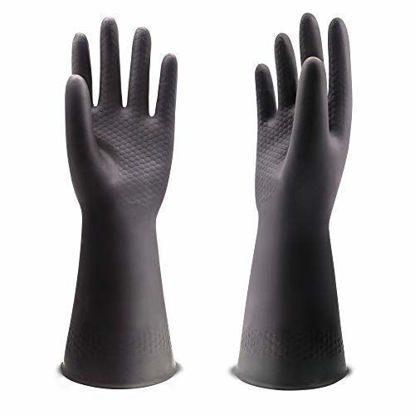 Picture of UXglove Chemical Resistant Latex Gloves,Cleaning Protective Safety Work Heavy Duty Rubber Gloves,12.6",Black 1 Pair Size Large