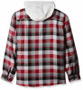 Picture of Wrangler Authentics Men's Long Sleeve Quilted Lined Flannel Jacket with Hood Button Down Shirt, Biking Red, Small US
