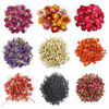 Picture of 9 Bags Natural Dried Flowers Kit, Natural Dried Herbs with 2 Mesh Drawstring Bag for Soap,Candle,Resin Jewelry Making,Bath,Nail - Rose Petals,Rosebuds,Lilium,Jasmine,Don't Forget Me and More