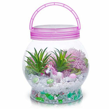 Picture of Amitié Lane DIY Light up Unicorn Terrarium Kit for Kids with LED Light - Create Your Own Magical Mini Plant Garden in a Jar - Unicorn Gifts for Girls - Crafts, Kits, Unicorn Stuff, Bedroom Decor