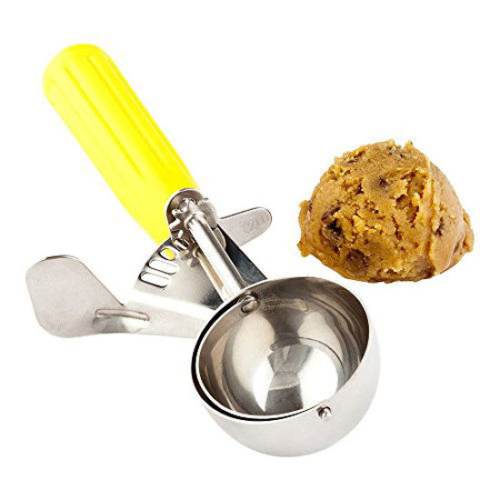 Picture of #20 (2 oz) Disher, Scoop, Food Scoop, Ice Cream Scoop, Portion Control - Yellow Handle, Stainless Steel, Met Lux - 1ct Box - Restaurantware