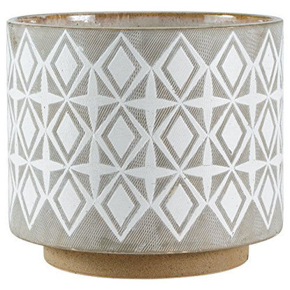 Picture of Amazon Brand - Rivet Geometric Ceramic Planter, 8.7"H, White and Grey