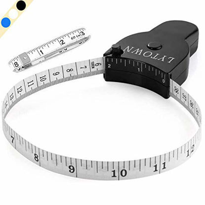 Picture of Tape Measure Body Measuring Tape 60inch (150cm), Lock Pin & Push Button Retract, Ergonomic Design, Durable Measuring Tapes for Body Measurement & Weight Loss, Accurate Sewing Tape Measure, Black+White