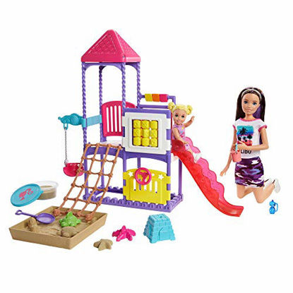 Picture of Barbie Skipper Babysitters Inc. Climb 'n Explore Playground Dolls & Playset with Babysitting Skipper Doll, Toddler Doll, Play Station, Moldable Sand & Accessories for Kids 3 to 7 Years Old