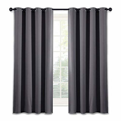 Picture of NICETOWN Blackout Window Curtain for Bedroom - (Grey Color) Home Decoration Thermal Insulated Room Darkening Drape/Drapery, W52 x L63 Inch, 8 Grommets/Rings Top, 1 Panel