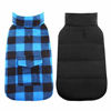 Picture of Kuoser British Style Plaid Dog Winter Coat, Windproof Cozy Cold Weather Dog Coat Dog Apparel Dog Jacket Dog Vest for Small Medium and Large Dogs with Pocket & Leash Hook Blue M