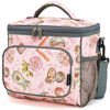 Picture of Insulated Reusable Lunch Bag Adult Large Lunch Box for Women and Men with Adjustable Shoulder Strap,Front Zipper Pocket and Dual Large Mesh Side Pockets by FlowFly,Pink Rose