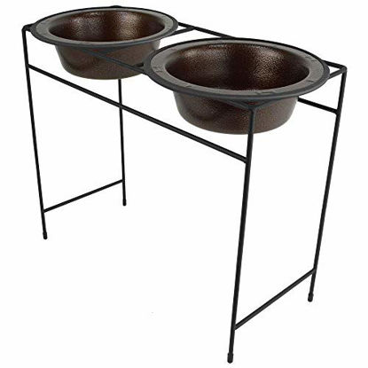Picture of Platinum Pets Modern Double Diner Feeder with Stainless Steel Cat/Dog Bowls, Copper Vein, X-Large