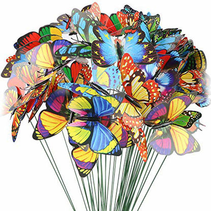 Picture of VGOODALL Butterfly Stakes, 50pcs 11.5inch Garden Butterfly Ornaments, Waterproof Butterfly Decorations for Indoor/Outdoor Yard, Patio Plant Pot, Flower Bed, Home Decoration