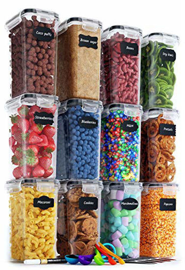 Picture of Chef's Path Airtight Food Storage Containers Set - 12 PC/Small Size - 2L/ 67oz - Kitchen & Pantry Organization, Ideal for Flour & Sugar - BPA-Free - Plastic Canisters with Labels, Marker & Spoon Set