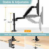 Picture of HUANUO Single Monitor Stand - Gas Spring Single Arm Monitor Desk Mount Fit 17 to 32 inch Screens, Height Adjustable VESA Bracket with Clamp, Grommet Mounting Base, Hold up to 19.8lbs