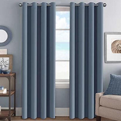 Picture of H.Versailtex Blackout Thermal Insulated Room Darkening Winow Treatment Extra Long Curtains / Drapes,Grommet Panels (Set of 2,52 by 108 - Inch,Stone Blue)