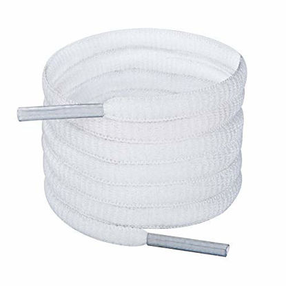 Picture of Handshop Half Round Shoelaces 1/4" - Oval Shoe Laces Replacements For Sneakers and Athletic Shoes Sports White 45.3 inch (115cm)