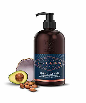 Picture of King C. Gillette Mens Beard and Face Wash with Coconut Water, Argan Oil and Avocado Oil, 11oz (350 ml)
