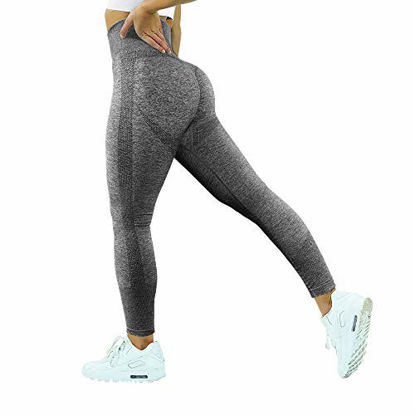 Picture of MOOSLOVER Seamless Butt Lifting Workout Leggings for Women High Waist Yoga Pants Compression Contour Tights(M,Gray)