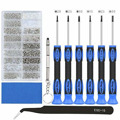Picture of Eyeglass Repair Tool Kit, Kingsdun Glasses Precision Screwdriver Set with Eyeglass Screws Kit and Curved Tweezer in Assorted Size for Eyeglass, Sunglass, Spectacles & Watch Repair