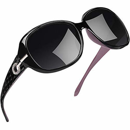 Picture of Joopin Polarized Sunglasses for Women Vintage Big Frame Sun Glasses Ladies Shades (Purple)