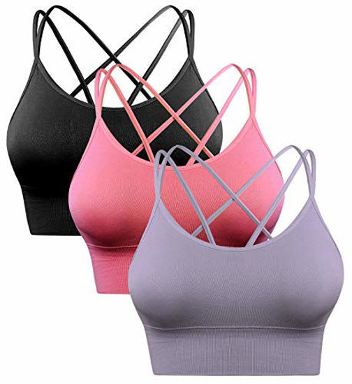 GetUSCart- Sykooria 3 Pack Strappy Sports Bra for Women Sexy Crisscross  Open Back for Yoga Running Athletic Gym Workout Fitness Tops
