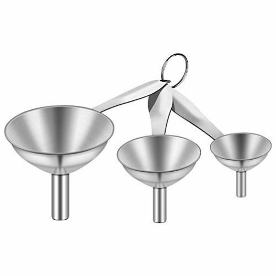 Small Funnel Set 3Packs Stainless Steel Kitchen Funnels for Household Fluid Oil Powder 3 Size 