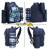 Picture of apollo walker Picnic Backpack Bag for 2 Person with Cooler Compartment, Detachable Bottle/Wine Holder, Fleece Blanket, Plates and Cutlery (Blue)