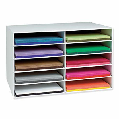 Picture of Classroom Keepers 12" x 18" Construction Paper Storage, 10-Slot, White, 16-7/8"H x 26-7/8"W x 18-1/2"D, 1 Piece