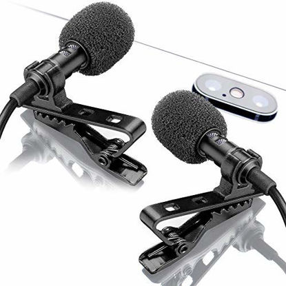 Picture of Dual Lavalier Microphone - 2 Lavalier Microphone - Lavalier Microphone Set - 2 Pack Microphone for Interview, Blog or Podcast