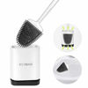Picture of Asobeage Toilet Brush,Deep Cleaner Silicone Toilet Brushes with No-Slip Long Plastic Handle and Flexible Bristles, Silicone Toilet Brush with Quick Drying Holder Set for Bathroom ToiletWhite