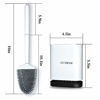Picture of Asobeage Toilet Brush,Deep Cleaner Silicone Toilet Brushes with No-Slip Long Plastic Handle and Flexible Bristles, Silicone Toilet Brush with Quick Drying Holder Set for Bathroom ToiletWhite